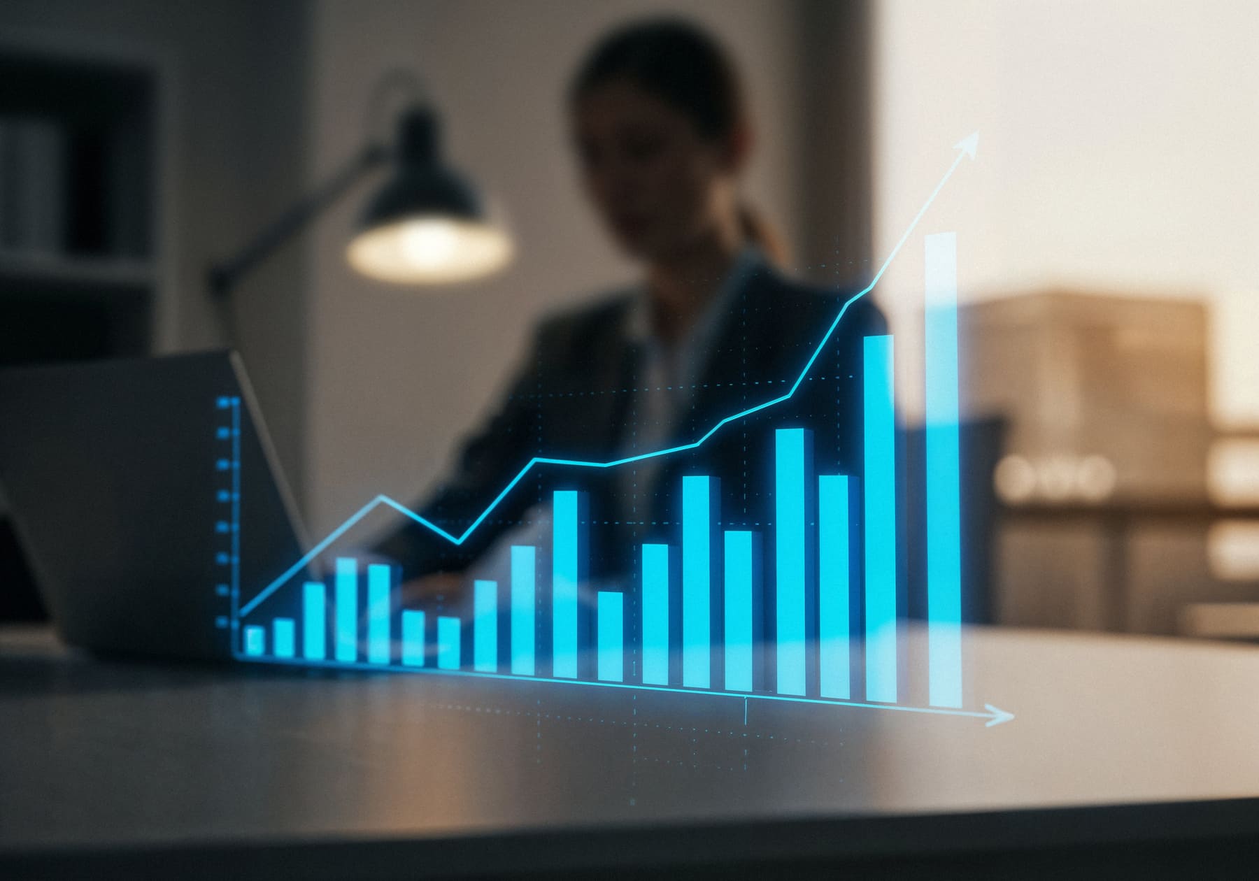Simulação de rendimentos de uma carteira de investimentos com gráfico de crescimento